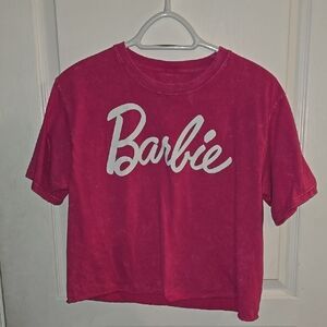 Barbie Pink Short Sleeve Tee Casual Fit Crop Top Women's Medium Shirt